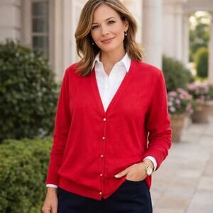 Draper James Coral Red Textured Stitch Cardigan NWT XL